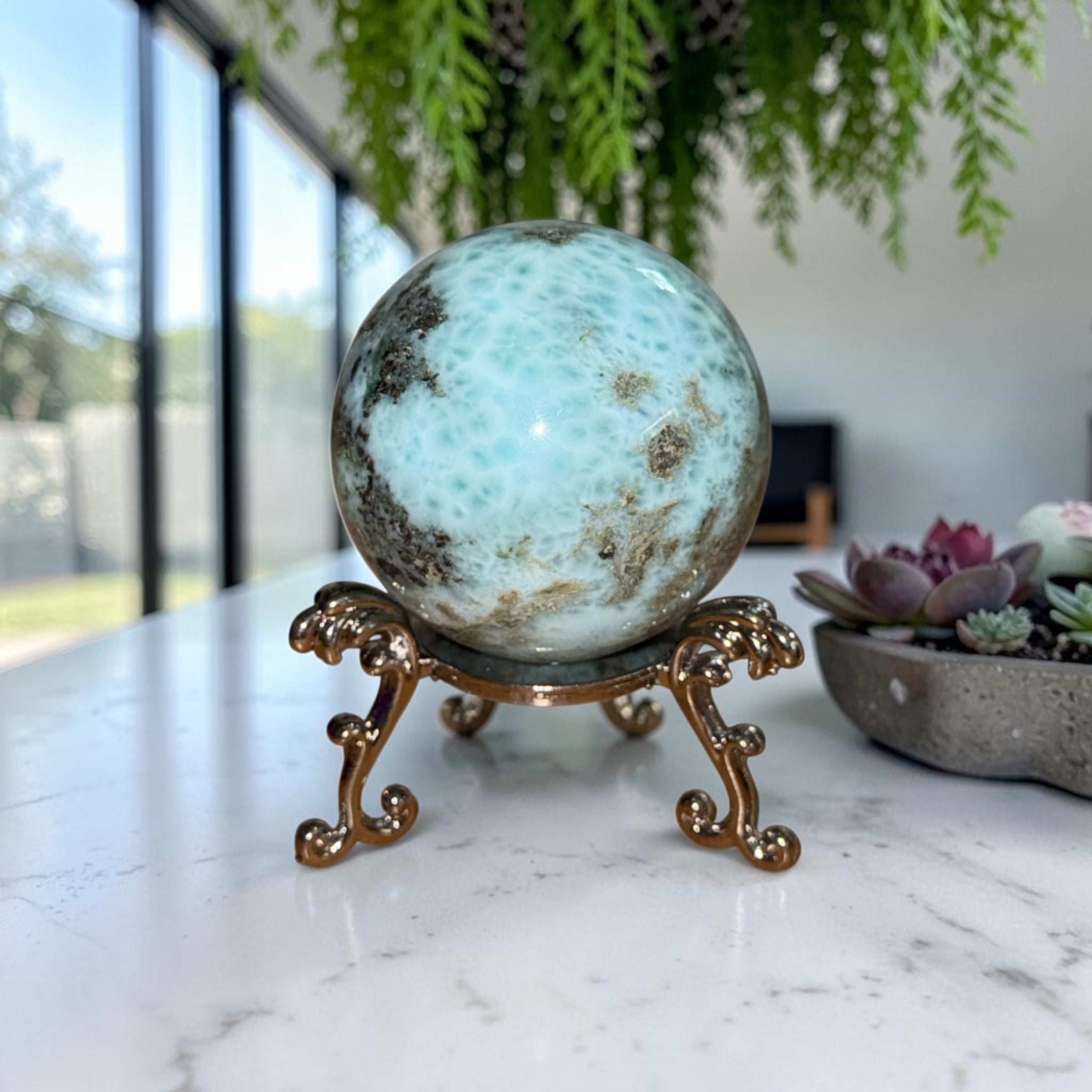 Larimar Sphere | Natural Crystal from the Dominican Republic | 5¾" Circumference