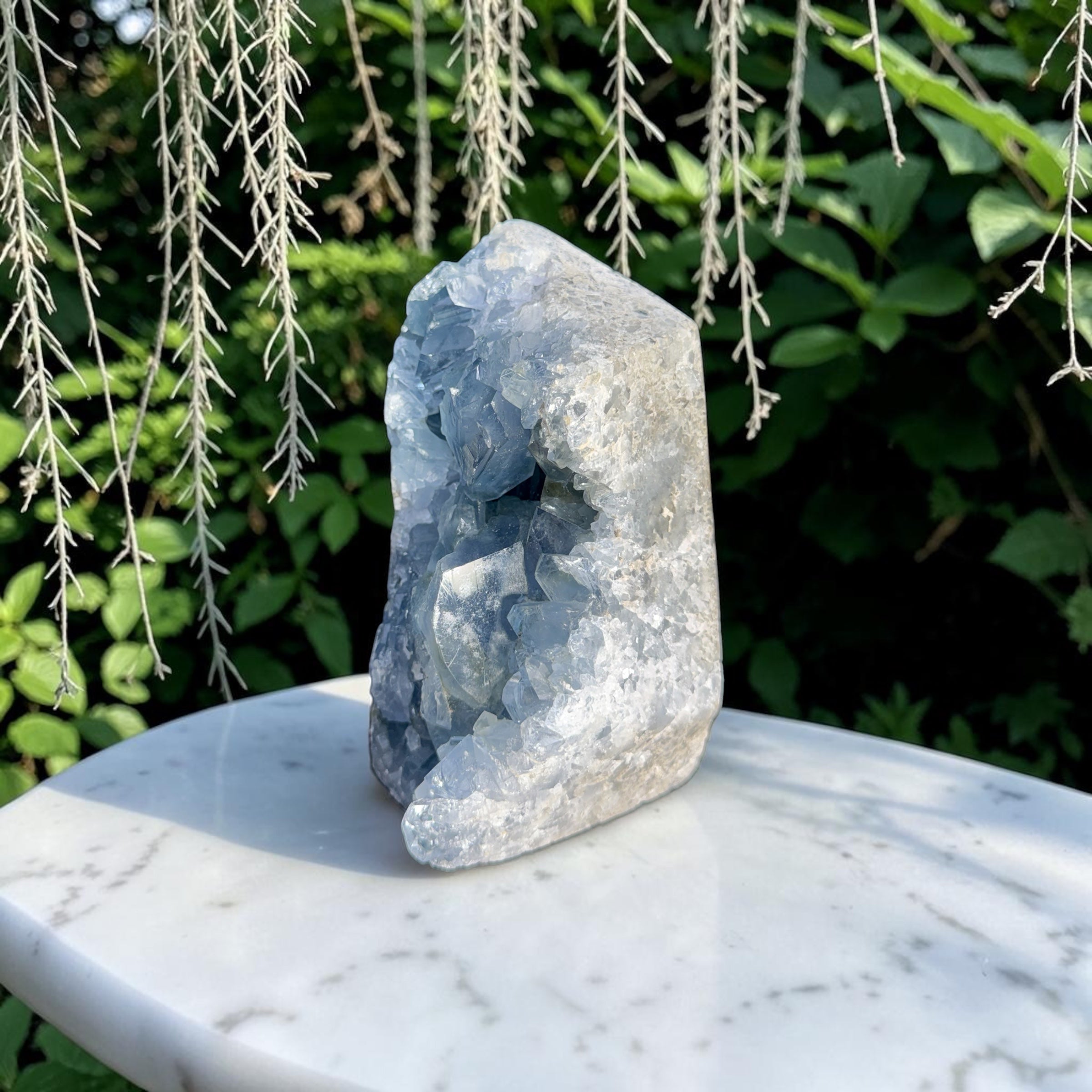 Blue Celestine Semi-Raw Tower | Natural Crystal from Brazil